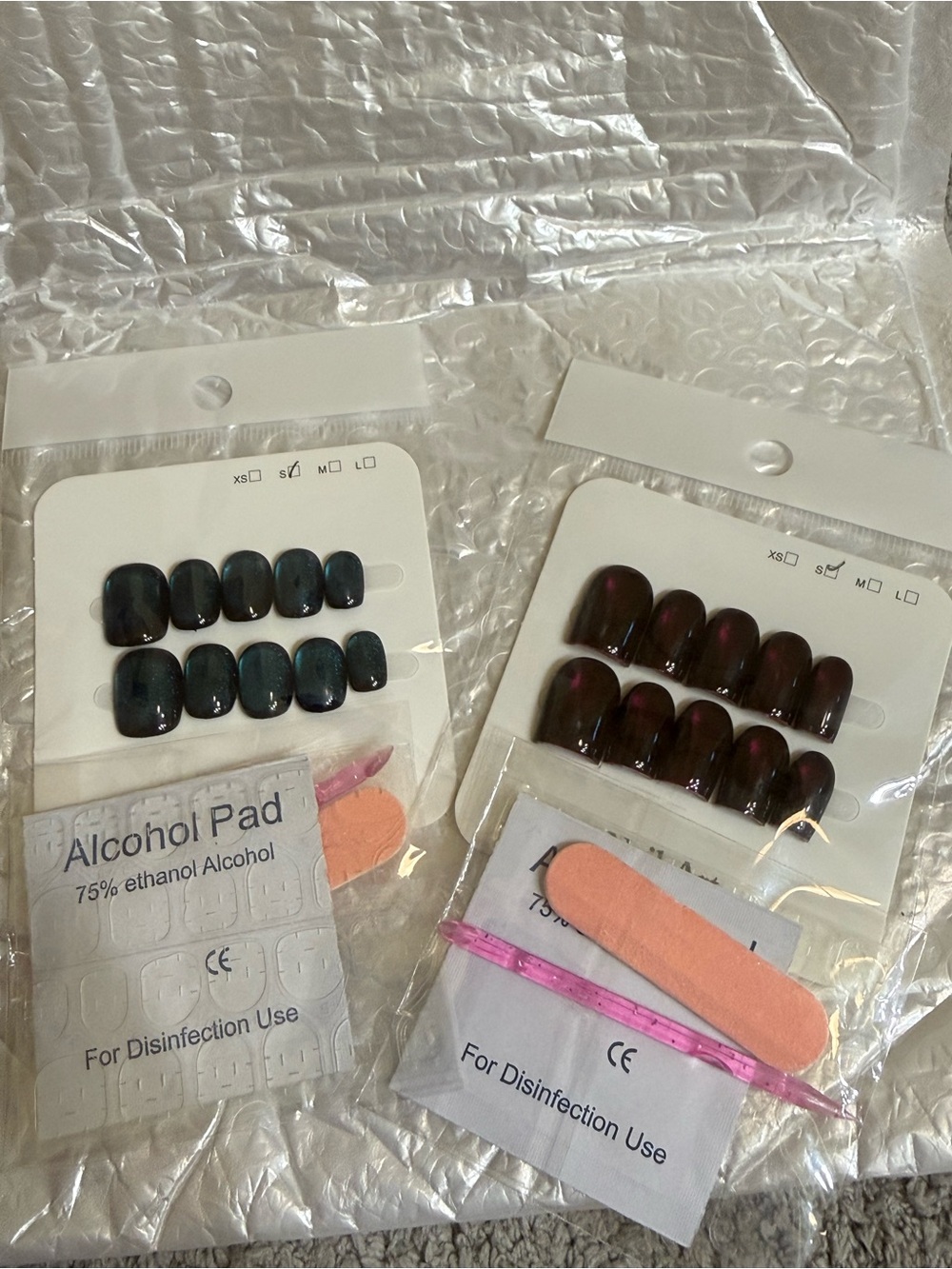 Press-On Nails Duo — Dark Teal & Burgundy cat eye